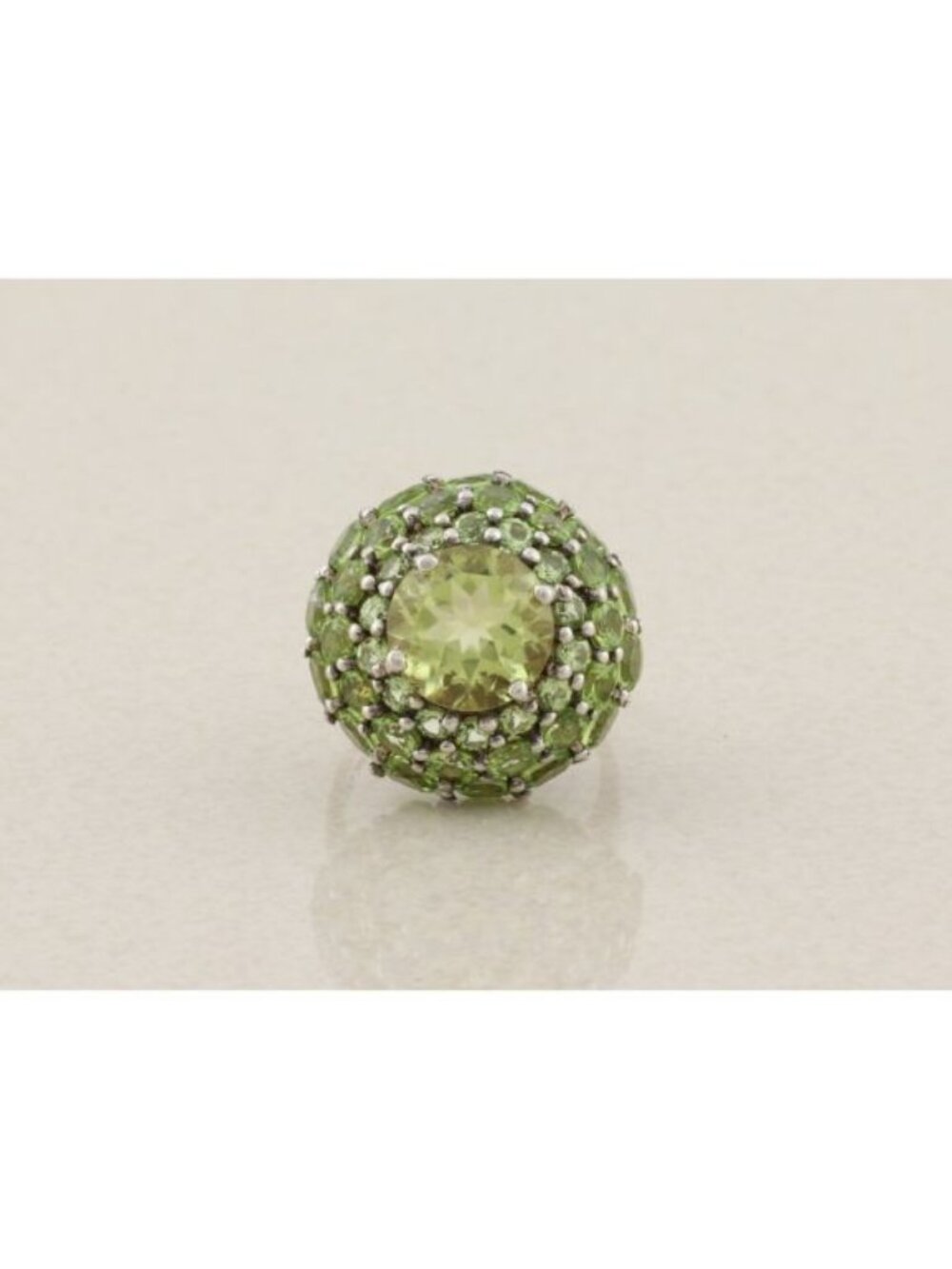 Sterling Silver Natural Citrine and Peridot Flower Ring Cluster Ring Size 6 1/4